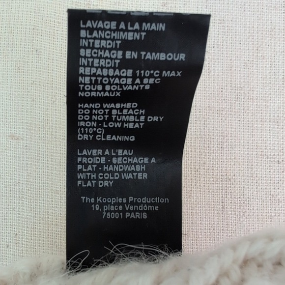 The Kooples Sport‎ Ivory Alpaca Wool Blend Cable Knit V-Neck Sweater Size Small - Picture 10 of 10